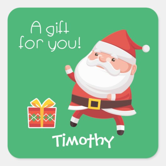 サンタ疑問に思いけなかニースか?四角ステッカー スクエアシール (正面)