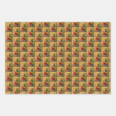 サンタ登山ザクリスマスツリーゴールデンすてき ラッピングペーパーシート (正面2)