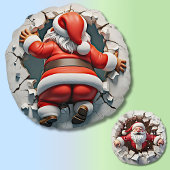 サンタ登山スルーホワイトピロー3Dエフェクト ラウンドクッション