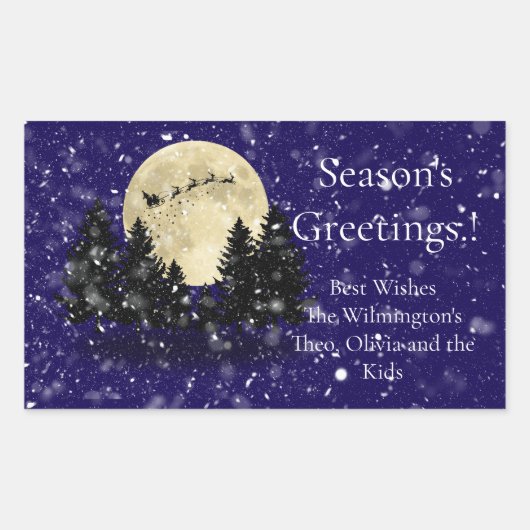 サンタ目撃クリスマス長方形ギフトラベル 長方形シール (正面)