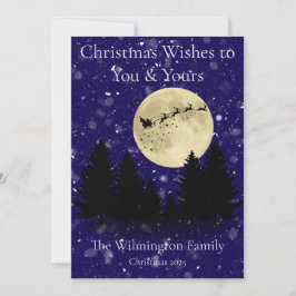 サンタ目撃ファミリーフォトクリスマスフラット カード