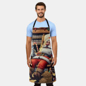 サンタ眠るクリスマス エプロン (着用した状態)