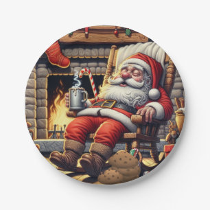 サンタ眠るクリスマス ペーパープレート
