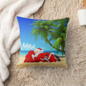 サンタ眠るビーチ枕 クッション (ブランケット)