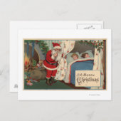 サンタ睡眠の子供を観察します シーズンポストカード (正面/裏面)