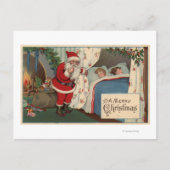 サンタ睡眠の子供を観察します シーズンポストカード (正面)