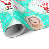 サンタ祝ベビーの初めてのクリスマス写真 ラッピングペーパー (ロールコーナー)