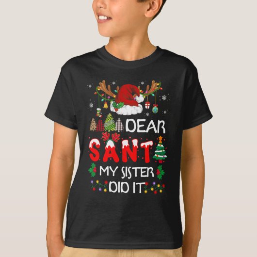 サンタ私の妹親愛は、クリスマスのパジャマを行った Tシャツ (正面)