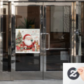 サンタ窓にしがみつく ウィンドウサイン (オフィスドア)