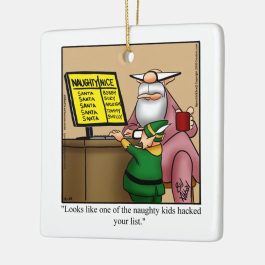 サンタ笑わされるーユーモアのクリスマスオーナメント セラミックオーナメント (左)