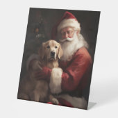 サンタ節クリスマス付きゴールデンレトリバー 台座サイン (正面)