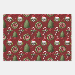 サンタ紙と不気味なクリスマスラッピングスカル ラッピングペーパーシート