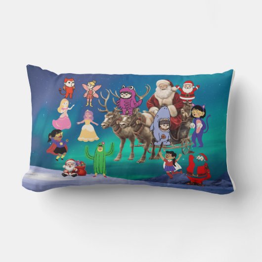 サンタ素晴らしクロースとのフェスティバルビーチシーン ランバークッション (正面)