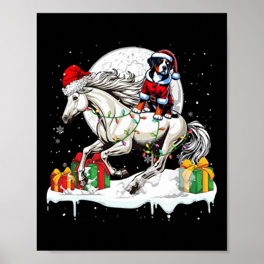サンタ素晴らしススイスマウンテンライディングホースクリスマ ポスター (正面)