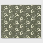 サンタ素朴のトナカイ飛んでいるホリデークリスマス ラッピングペーパー (フラット)