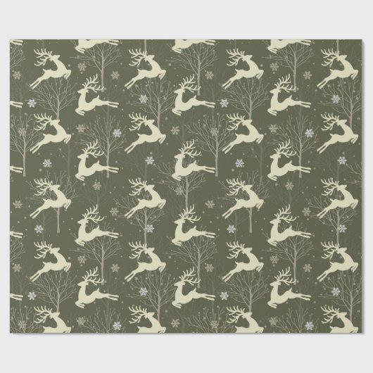 サンタ素朴のトナカイ飛んでいるホリデークリスマス ラッピングペーパー (フラット)