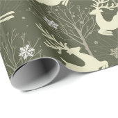 サンタ素朴のトナカイ飛んでいるホリデークリスマス ラッピングペーパー (ロールコーナー)