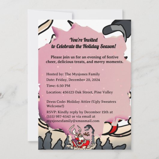 サンタ素朴インサンタとランタン 招待状 (正面)