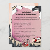 サンタ素朴インサンタとランタン 招待状 (正面/裏面)