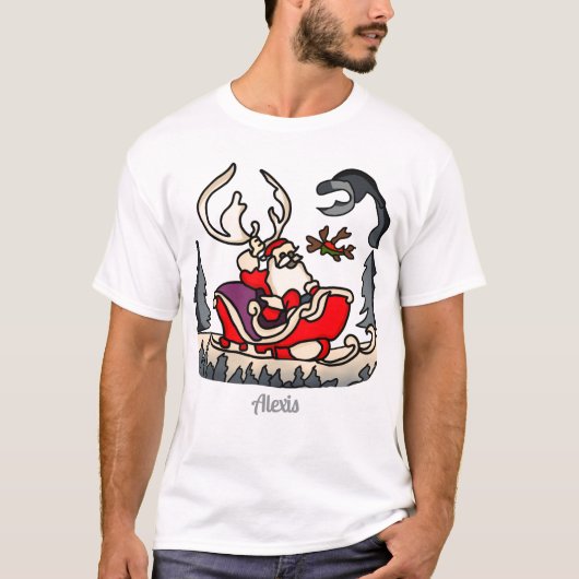 サンタ素朴インサンタとランタン Tシャツ (正面)