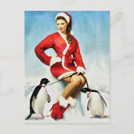 サンタ絵画の シーズンポストカード (正面)