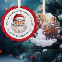 サンタ絵画ウォーターの色と写真の幸せな休日