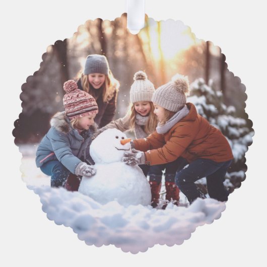 サンタ絵画ウォーターの色と写真の幸せな休日 オーナメントカード (裏面)