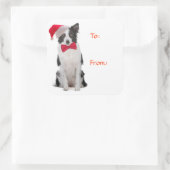 サンタ縁どコリーギフトラベル スクエアシール (バッグ)