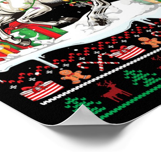 サンタ縁どコリー乗馬クリスマスセーター ポスター (角)