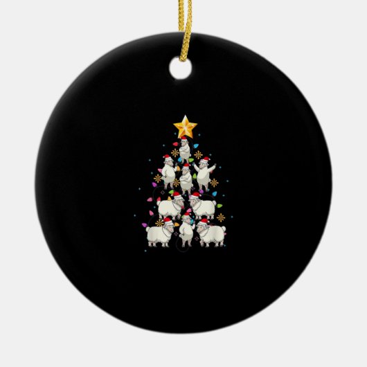 サンタ羊クリスマスツリー灯おもしろい羊の贈り物 セラミックオーナメント (正面)