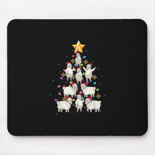 サンタ羊クリスマスツリー灯おもしろい羊の贈り物 マウスパッド (正面)