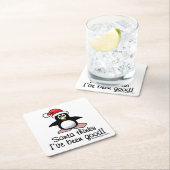 サンタ考えさん良かった！クリスマスペンギン スクエアペーパーコースター (インサイチュ)