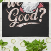 サンタ良い?キッズクリスマスおもしろいクリスマス キッチンタオル (折り畳み)