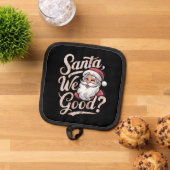 サンタ良い？キッズクリスマスおもしろいクリスマス 鍋敷き (トップダウン)