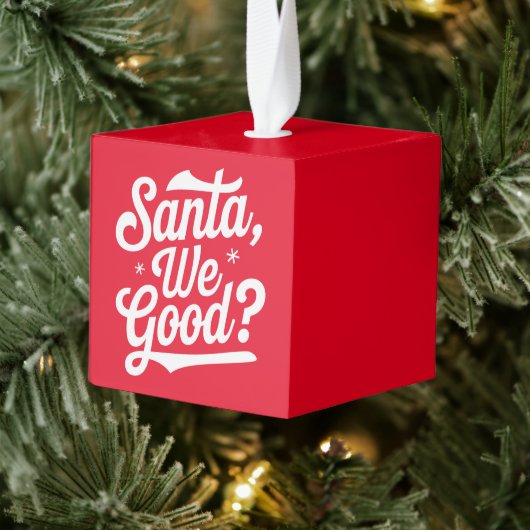 サンタ良い？彼女への彼へのクリスマスプレゼント キューブオーナメント (ツリー)