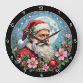 サンタ芸術的クロース満月 ラージ壁時計 (正面)