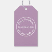 サンタ薄紫からのクリスマスパーソナライズされたラブ ギフトタグ (裏面)