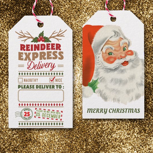 サンタ表現からトナカイの配達 ギフトタグ