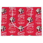 サンタ表現からトナカイ/写真クリスマスレッド ラージペーパーバッグ (正面)