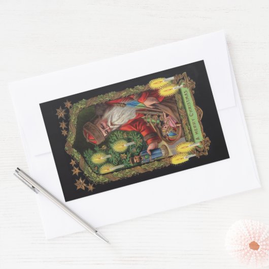 サンタ表現ステッカーの向き 長方形シール (封筒)