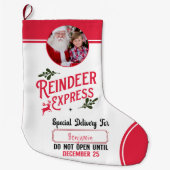 サンタ表現ン・ネームからのトナカイ ラージクリスマスストッキング (正面)