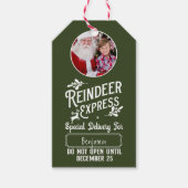 サンタ表現ーフォトクリスマスグリーンからのトナカイ ギフトタグ (正面)