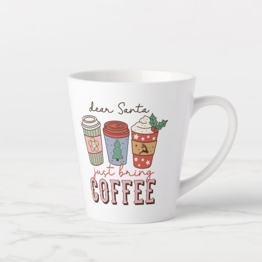 サンタ親愛がコーヒーのクリスマスを持ってくる カフェラテマグ (右)