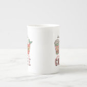 サンタ親愛がコーヒーのクリスマスを持ってくる ボーンチャイナマグカップ (正面)