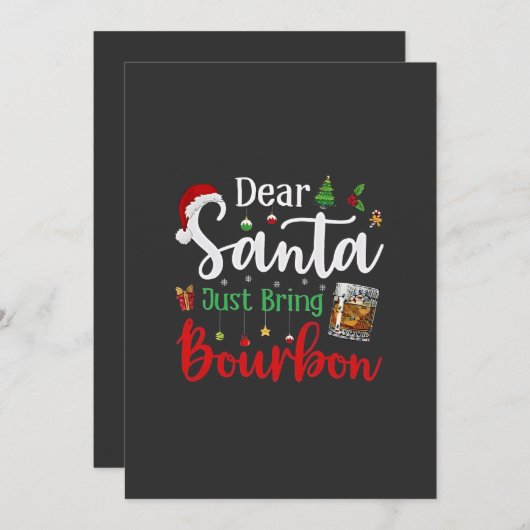 サンタ親愛がバーボンのクリスマス酒を持ってくる サンキューカード (正面/裏面)