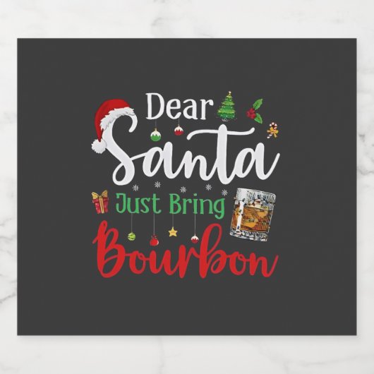 サンタ親愛がバーボンのクリスマス酒を持ってくる スパークリングワインラベル (シングルラベル)