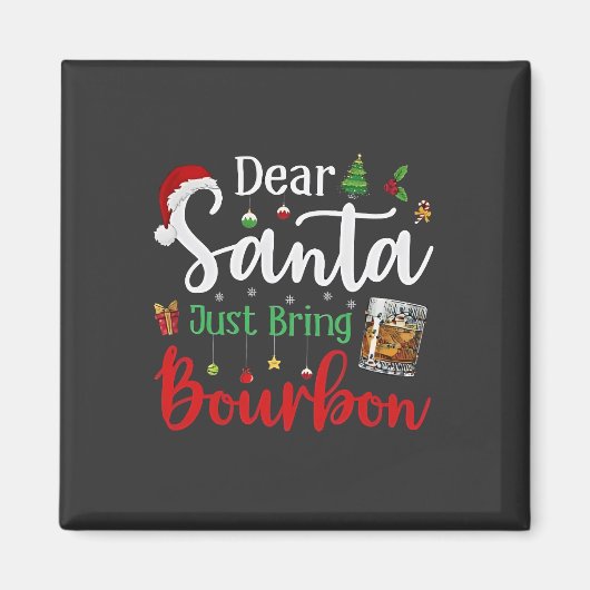 サンタ親愛がバーボンのクリスマス酒を持ってくる マグネット (正面)