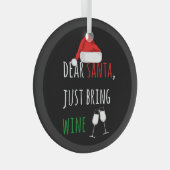 サンタ親愛がワインのクリスマスをおもしろい持ち込む ガラスオーナメント (正面右)