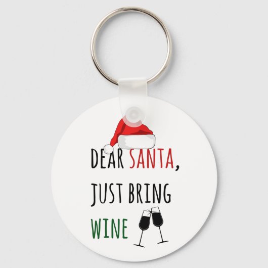 サンタ親愛がワインのクリスマスをおもしろい持ち込む キーホルダー (正面)