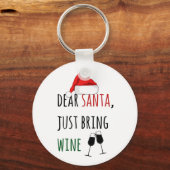 サンタ親愛がワインのクリスマスをおもしろい持ち込む キーホルダー (正面)